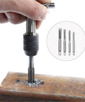 Heavy Duty Manual Tap And Die Set With T Handle Wrench For Creating Standard Threads, Alloy Steel Construction Offers Nonslip Grip And Durability For Tough Jobs, hand tapping metal