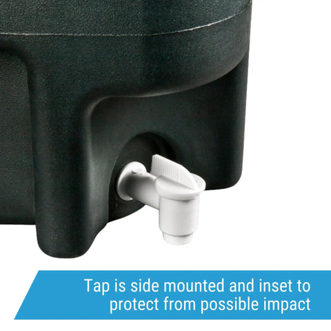 Close-up of side-mounted tap on Road Ready Heavy Duty Portable Hand Washing Station Featuring A Roomy 6.6 Gallon Water Tank.