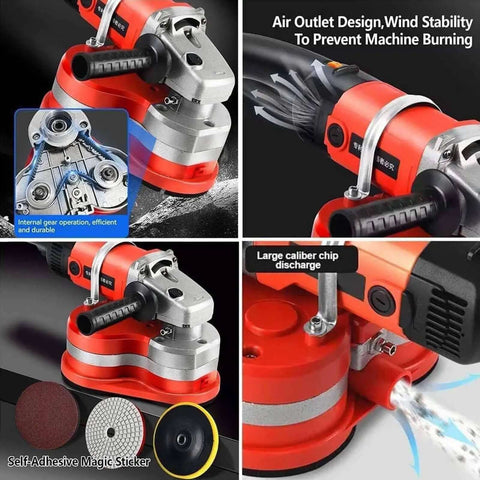 8 Inch Diamond Floor Grinder With Three Disc System 2800W Powerhouse Polisher for concrete and stone, includes 3 wheels