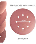 Super Smooth Results With 200 Pcs Of 5 Inch Sanding Discs Featuring Hook Loop Backing And Dust Vent Holes For Orbital Sanders In 40 To 180 Grit Sizes Ready For Any DIY Project Today, showing pre-punched sanding disc.