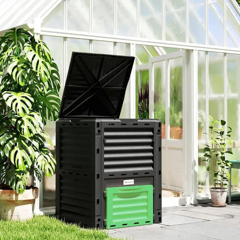 80 Gallon Outdoor Tumbling Compost Bin With Aeration Vents For Backyard Garden No Fuss Heavy Duty PP Tumbler