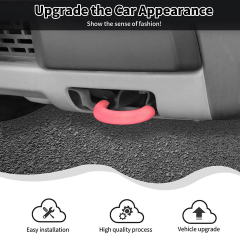 Pink Front Bumper Tow Hook Covers For F-150 2009 To 2025 Exterior Accessories Set Of 2 shown installed on truck bumper
