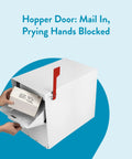 Oasis Classic Large High Security Parcel Mailbox For Outdoor Use with hopper door being securely loaded with mail.
