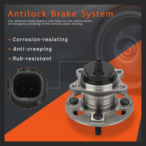 Rear Wheel Hub And Bearing Assembly Pair 512370 for Toyota Yaris 2006-2014, showing 4 lug design and ABS compatibility