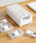 4 Pack Cable Organizer Box With 28 Clear Compartments For Switch Cords And Power Cables Desktop Cable Management Box charger storage