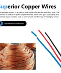 Two Pack Car Fog Light Socket Wire Harness Connector Compatible With 9007 9004 HB1 HB5 Bulbs showing pure copper wires with PVC insulation.