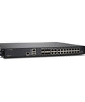 Kickass Network Security Appliance Featuring Multi Core Hardware And Reassembly Free Deep Packet Inspection for midsize businesses, black metal chassis with multiple ports.