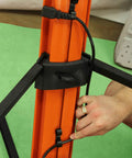 Fat Toad Column DJ Keyboard Stand Two Tier Mic Boom Adapter sliding tower detail showing cable management feature.
