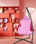 Pink X Shaped Hanging Tree Tent with Swing Chair, Stand, Patio Canopy, Indoor Use, 600D Oxford, 330 lb Capacity