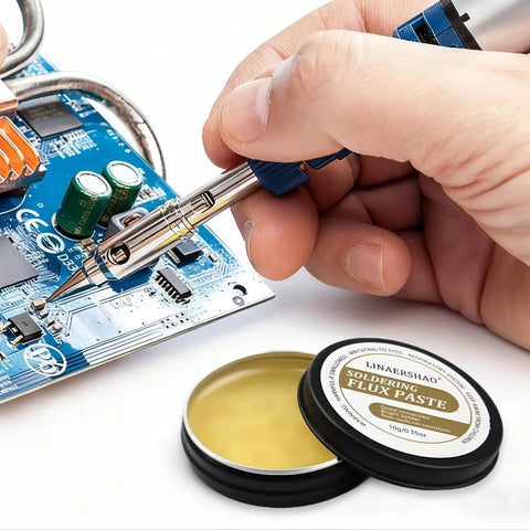 10g No Clean Solder Flux Paste Yellow Wetting Formula For Electronics Soldering Improves Weldability And Insulation Leaves Minimal Residue With Low Smoke Odor Free Solder Grease For DIY Hobbyists And Pros, tin open
