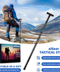 Hiker using Beefy Five Section Tactical Hiking Stick With Adjustable Walking Staff Aircraft Aluminum 6061 T6 Build Knurled Slip Grip