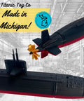Close-up of Six 12-Inch Submarine Model Set For Desk Display And Collectors Alike Featuring U-Boat, Sturgeon, Typhoon, Benjamin Franklin, Lafayette, And Los Angeles-Class Replicas For Naval Enthusiasts showing propeller details