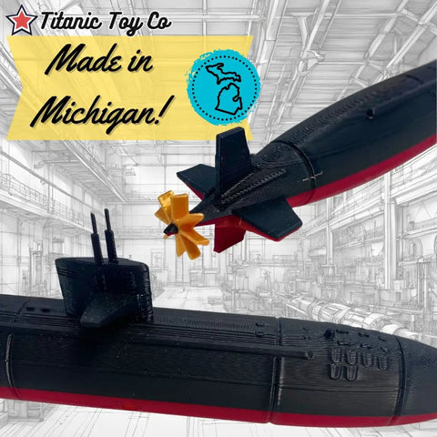 Close-up of Six 12-Inch Submarine Model Set For Desk Display And Collectors Alike Featuring U-Boat, Sturgeon, Typhoon, Benjamin Franklin, Lafayette, And Los Angeles-Class Replicas For Naval Enthusiasts showing propeller details