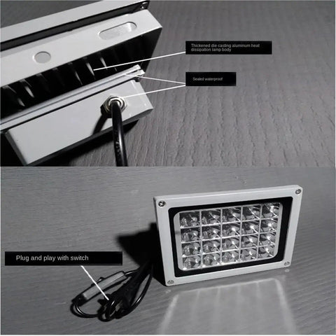 Heavy Duty UV Curing Lamp With 365Nm 395Nm And 405Nm Bands for fast curing, showing aluminum body and plug connection.