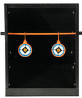 Air Strike Pellet Trap For 800fps Airguns With Interchangeable Silhouette Targets And Paper Target Compatibility Heavy Duty Steel Backdrop Catcher Black angled view with silhouette targets hanging