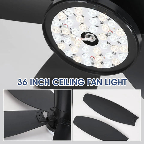 42 Inch Low Profile Ceiling Fan With Bright Dimmable Led Light Zero Hassle Remote Control Matte Black Flush Mount Dc Motor Reversible Blades Solid Airflow For Bedroom Lounge Or Patio, view of the light and blades.