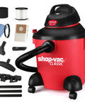 8 Gallon Wet Dry Vacuum With 4.5 Peak HP Motor, red tank, accessories including filter and hose, multi function for cleanup