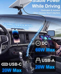 Starlink Mini Car Adapter With 60W Power Converter And Dual USB Ports For 12 To 24 Volt Vehicle Sockets perfect for RV camping seen in vehicle interior.