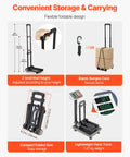 Foldable Hand Truck For Quick Moves 110 Lb Load Capacity Collapsible Luggage Cart With 2 Wheels And Elastic Rope Handy Dolly
