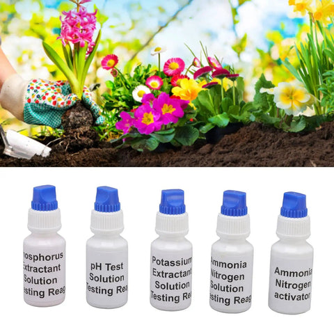 Liquid Soil Test Kit For Real Time NPK And PH Readings with Color Reference Chart and 5 solution bottles for home yard care
