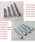 Heavy Duty Hex Socket Countersunk Confirmat Wood Screws For Knock Down Furniture Assembly Premium Steel Fasteners M7 X 70mm set of screws of varying lengths.