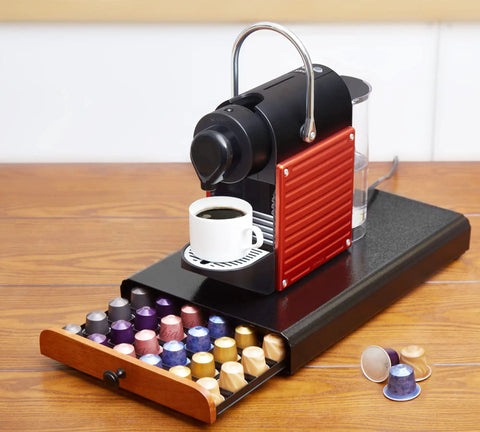 Coffee Pod Drawer Organizer For Nespresso OriginalLine Capsules Holds 60 Pods In 6 Clear Columns Easy Slide Drawer Coffee Storage