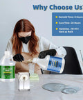 Person mixing epoxy resin in a cup with 1 Gallon Crystal Clear Epoxy Resin Kit For Coating And Casting No Bubbles Not Yellowing High Gloss Finish UV Resistant For Tables Bar Top River Table Top Resin Art Woodworking DIY containers visible.