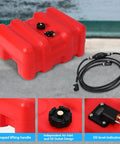 14-Gallon Boat Fuel Tank With Leak-Proof Vent Cap For Safer Refueling On Fishing Boats, showing lifting handle and accessories