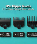 Clipper Guard Set For Most Clippers, 3 Piece Black Nylon Guards 1/16 Inch To 3/16 Inch, Durable Pro Grade Guides shown