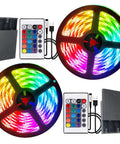 Battery Powered RGB LED Strip Lights 6M 20Ft With 180 5050 LEDs and 24 Keys Remote, multicolor display with battery packs