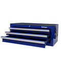 Open blue Industrial 3 Drawer Portable Metal Tool Chest Cabinet 26 Inch Heavy Duty Mid Size Steel Tool Storage Box