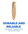 Vertical close-up of solid oak pocket-hole plug for hidden joints