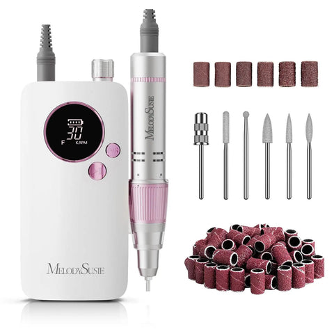 Clip On Rechargeable Nail Drill SC320F 30000RPM E File For Manicure Shaping And Gel Removal With A Pastel Colorful Design with bits.
