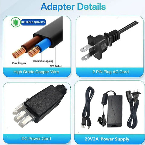 Premium Fesasn 29V2A Electric Power Adapter For Extend Ergo Sealy Ease Serta Adjustable Bed Frame with detailed components.