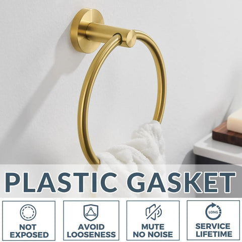 Wall Mounted Brushed Gold Towel Ring Crafted From Solid 304 Stainless Steel Rustproof And Built Tough For Bathroom Decor Or Kitchen Sink Station That Holds Up Under Pressure While Looking Fresh And Making Your Space Pop.
