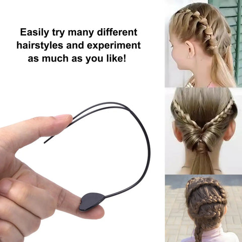 12 Pack Hair Beader Tools For Braids With Beads And Ponytails, Hair Pull Through Loop Set For Girls, Easy DIY Braiding Accessory Kit For Beaded Styles, 7.87 Inch Sticks For Quick And Creative Hairstyles. Black flexible hair loop tool for braided ponytails.