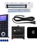 All In One Door Access System Kit With Fingerprint, RFID Card And Password Entry, 600Lb Magnetic Lock, Infrared Wireless Switch