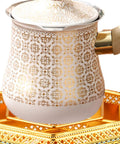 Turkish Warmer Coffee Pot With Tealight Warmer Base For Butter Chocolate Melting Kettle Stovetop Teapot 900ml Perfect For Office Tea House Ergonomic Wood Handle And Easy Pour