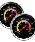 Two Pack 1000F Grill Thermometers With Large Dial Easy Read Temperature Gauges For Charcoal BBQ Smoker Meat Cooking Weatherproof