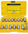 15 Piece Screw Extractor Kit With 3 By 8 Inch Drive For Hex Head Multi Spline Easy Out Allen Extractors in yellow case