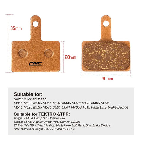 Beefy Polymetallic Bike Brake Pads For Shimano Deore Series Including M315 M355 Compatible With Tektro TRP And More