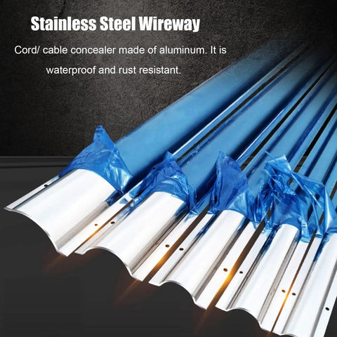 Stainless Steel Cable Cover For Ceiling Wall And Floor Paintable Cable Management Channel With Perforated Installation shown.