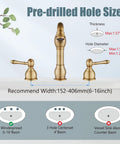 8 Inch Widespread Bathroom Sink Faucet With 3 Hole Deck Mount Vanity Mixer Tap Pop Up Drain Antique Brass Double Lever Handle All Metal Brass Construction Rustproof And Easy To Install installation diagram