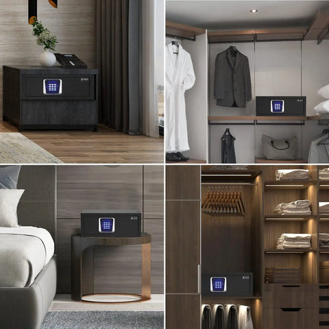 Home Safe For Documents And Valuables With Hotel-Style Digital Lock, Sensor Light, Silent Mode, Solid Steel in modern interiors