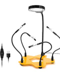 LED Lighted Magnifying Third Hand Soldering Station With Five Adjustable Arms and Weighted Base
