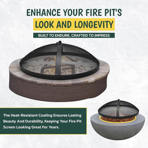 Heavy Duty 18.5 Inch Carbon Steel Fire Pit Screen Spark Protector For Smokeless Bonfire Shields And Round Pits on stone fire pit