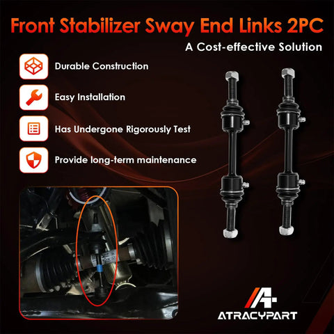 Ford F150 F250 F350 Front Sway Bar Links Set 2 Pack Replacement For Stabilizer Bar Beefs Up Ride Stops Clunking Noise Stops Leaning In Turns Even Tire Wear Fits 2009 To 2022 Models, black metal