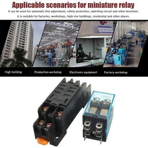 Five Pack DC 12V Coil Power Relay DPDT Eight Pin 10A with Socket Base LY2NJ HH62P JQX-13F for Auto Tech Hobbyists DIY Projects Workshops