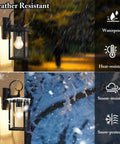Premium Black Outdoor Wall Light Fixtures Built Different For Any Season Porch Sconces showing weather resistance in rain and snow.