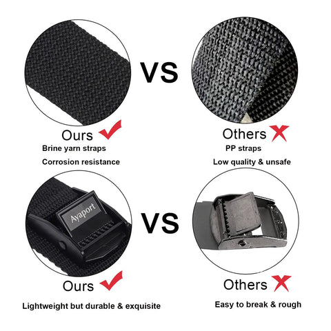 Comparison of Adjustable Cam Buckle Lashing Straps 6 Ft 1 In Wide, Lightweight Yet Sturdy Tie Down Straps Pack Of 4 with brine yarn webbing